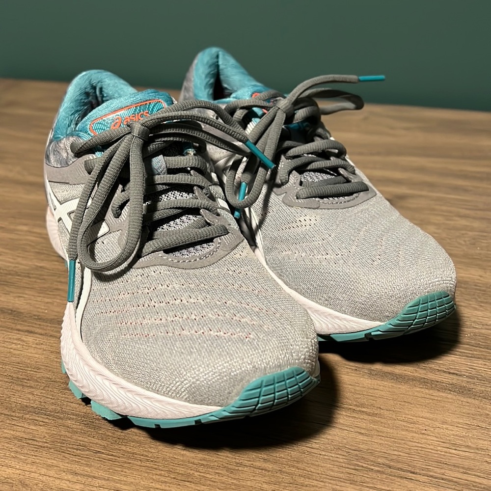 ASICS Women's GEL-Nimbus 22 Sheet Rock Grey & Blue Running Shoes Size W7
